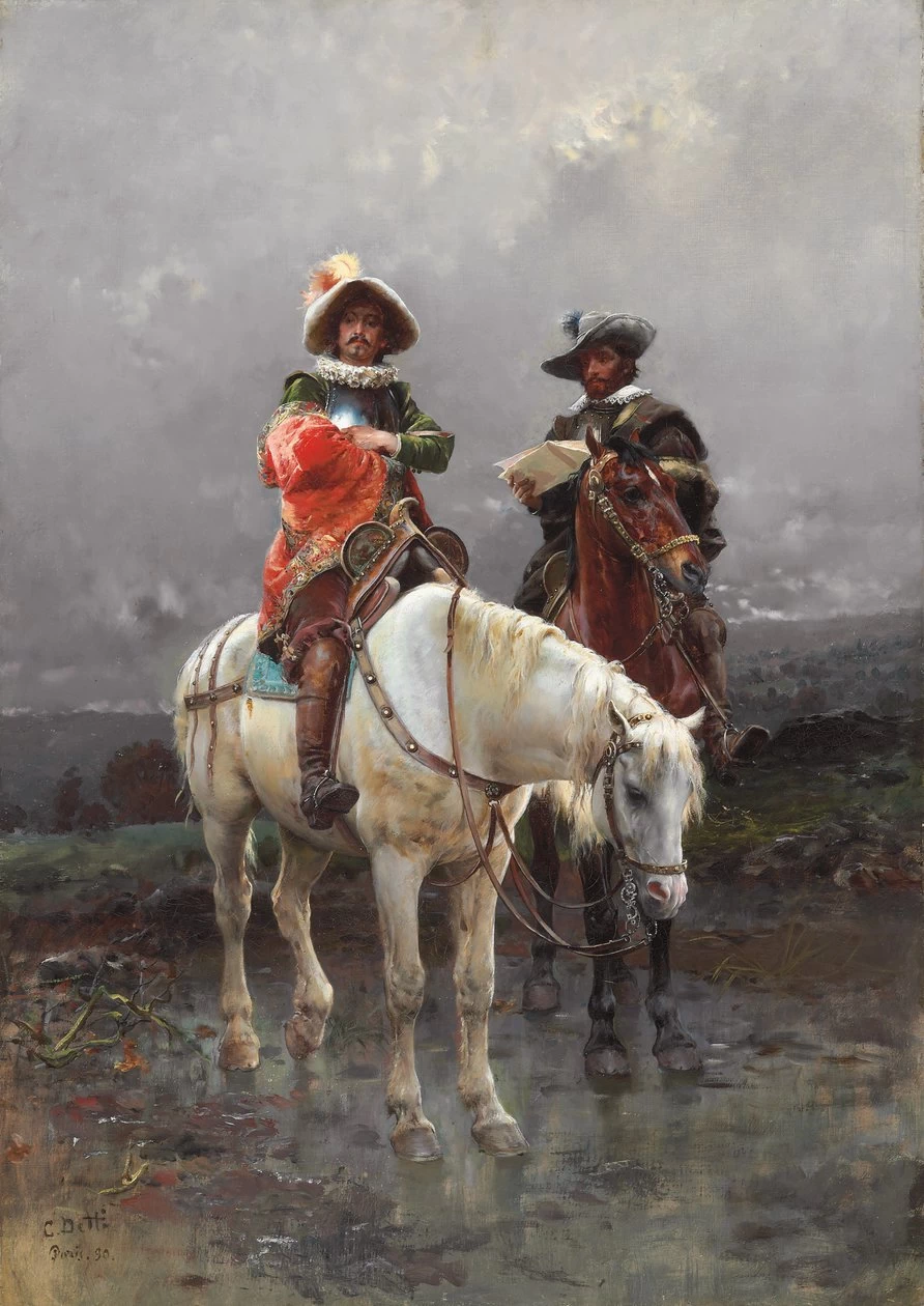 Cesare Detti - Un cavaliere su un cavallo bianco